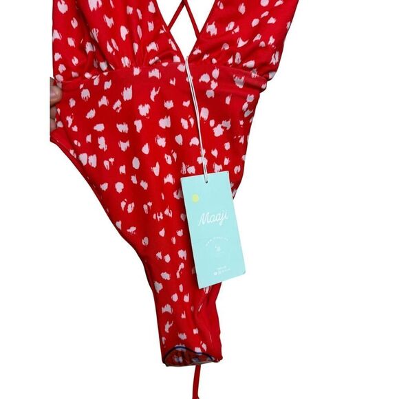 Maaji Red Camelia Safari Plunge Reversible One Piece NWT Sz. S - Picture 9 of 11